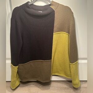 Habitat Colorblock Mock Neck Sweater Multicolor Geometric Large Cotton Pullover